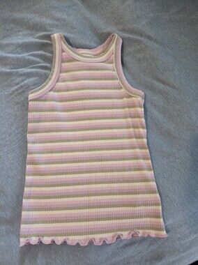 Cat & Jack Pastel Pink and Sage Striped Ribbed Tank Top